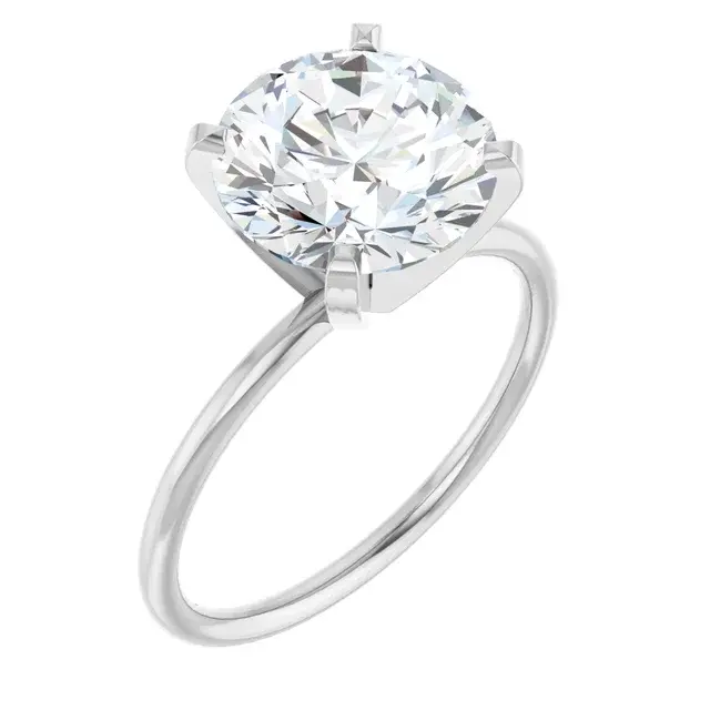 3.01 F VS2 Lab Grown Round Diamond Solitaire Ring in 14 White Gold