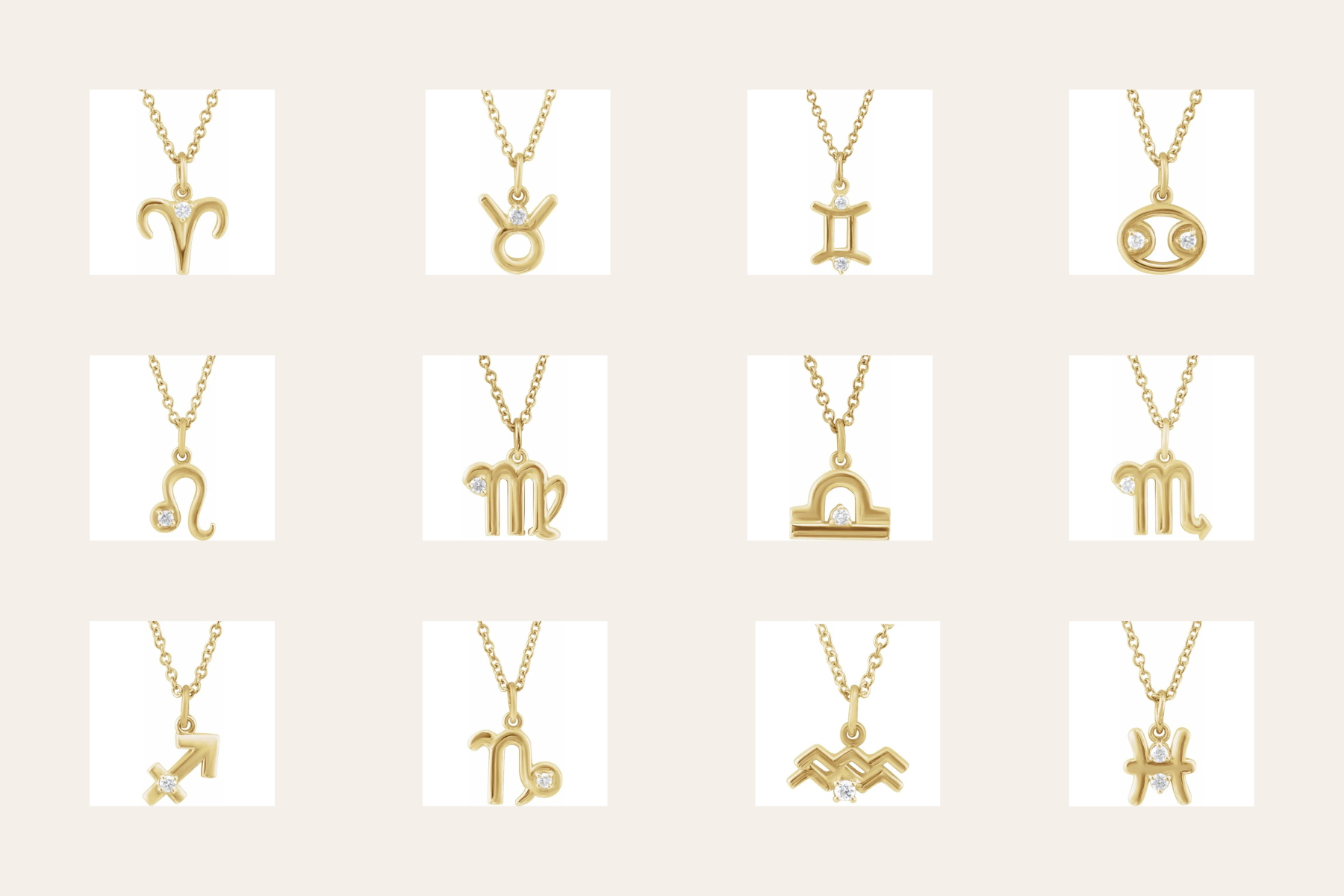The Celestial Collection zodiac necklace designs