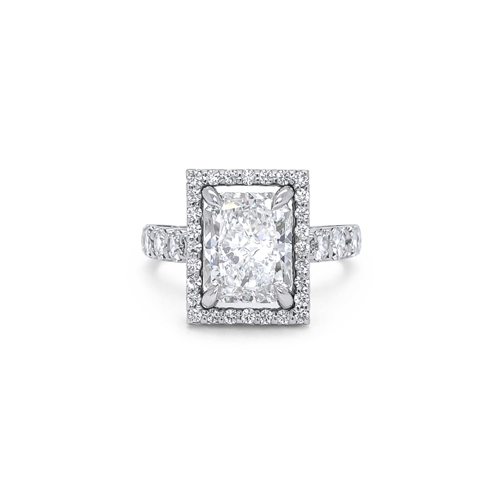 14KW 4.01CTW RADIANT DIAMOND HALO ENGAGEMENT RING I1/H 5.9G