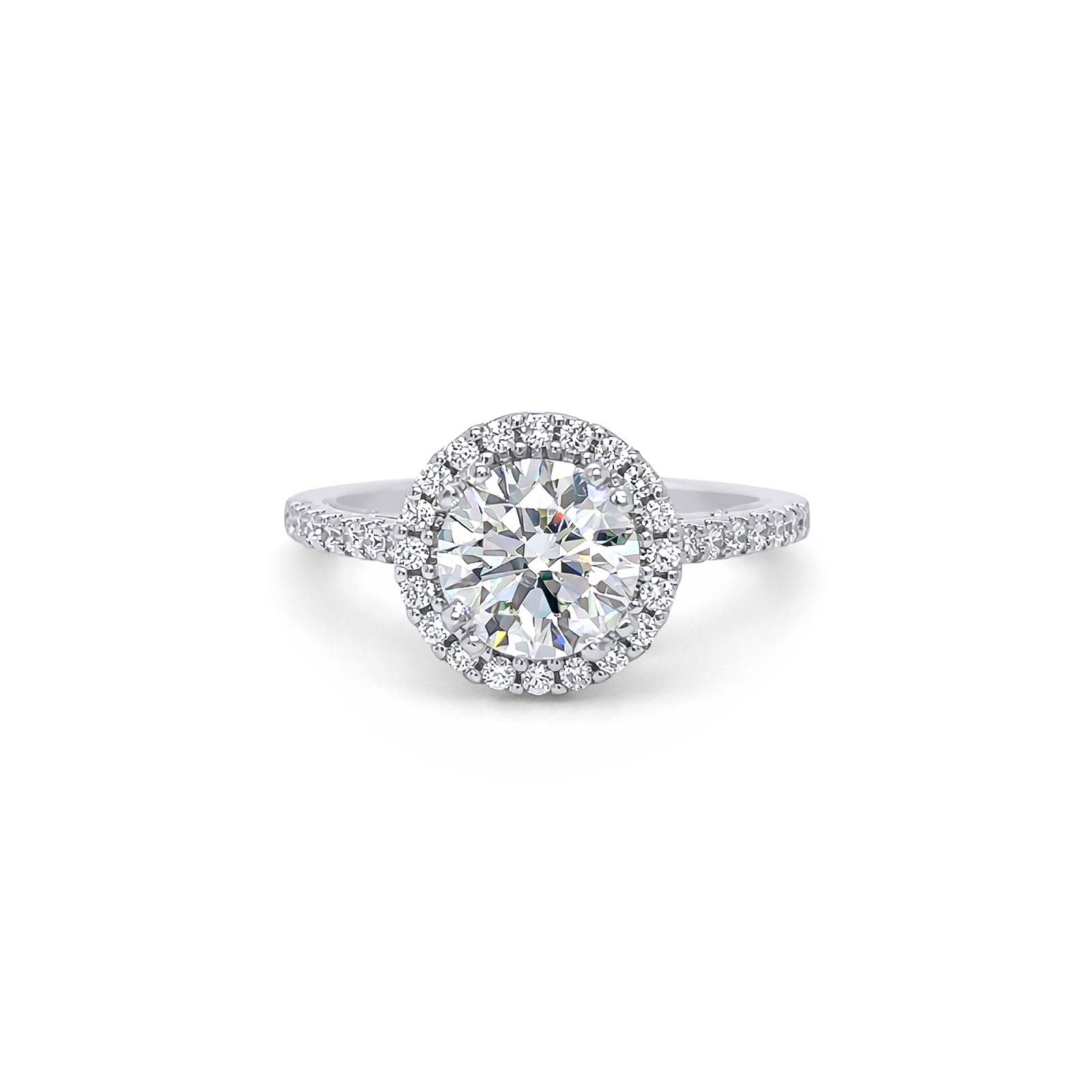 18KW 1.92CTW ROUND DIAMOND HALO ENGAGEMENT RING SI1/J 4.4G 