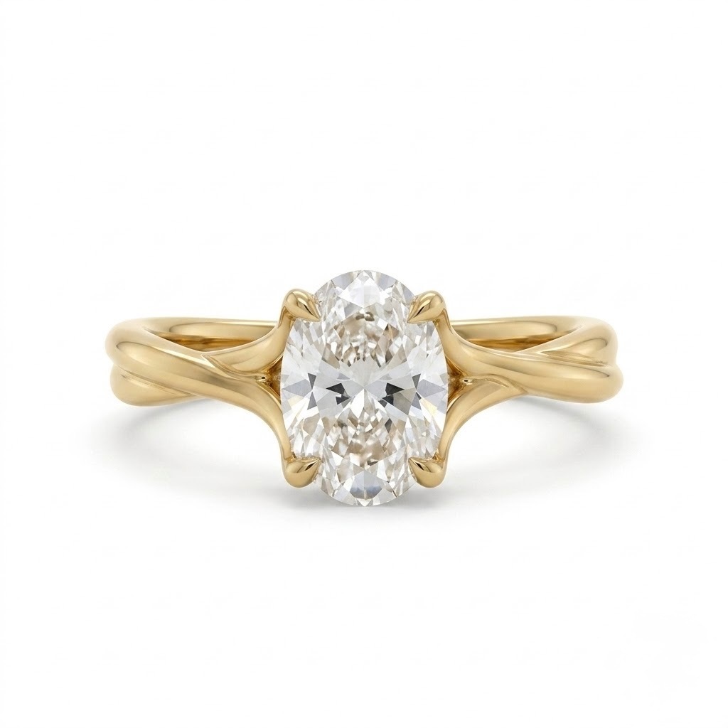 4.10 Grams, 18k Yellow Gold Solitaire With 1.16ct Oval Lab Grown Diamond Of D Color, VS2 Clarity; LG444087176