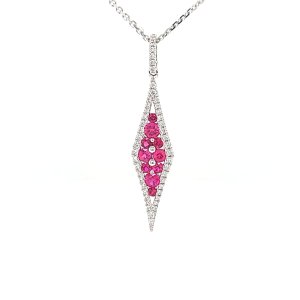 14K White Gold Aquamarine Morganite Diamond Pendant on chain